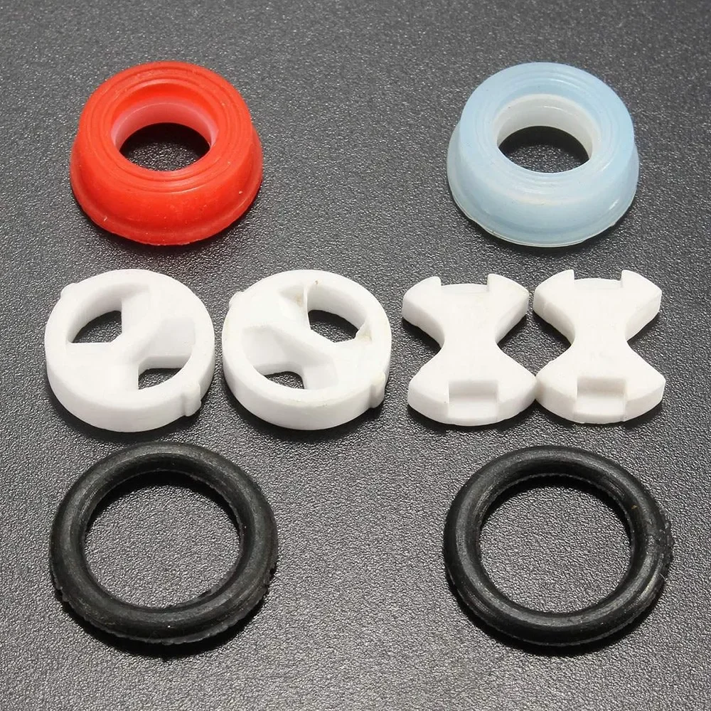 8Pcs/Set Ceramic Disc Silicon Washer Insert Turn Replacement 1/2 in For Valve Tap Fits For Valve O Ring Gasket Silicon Washer