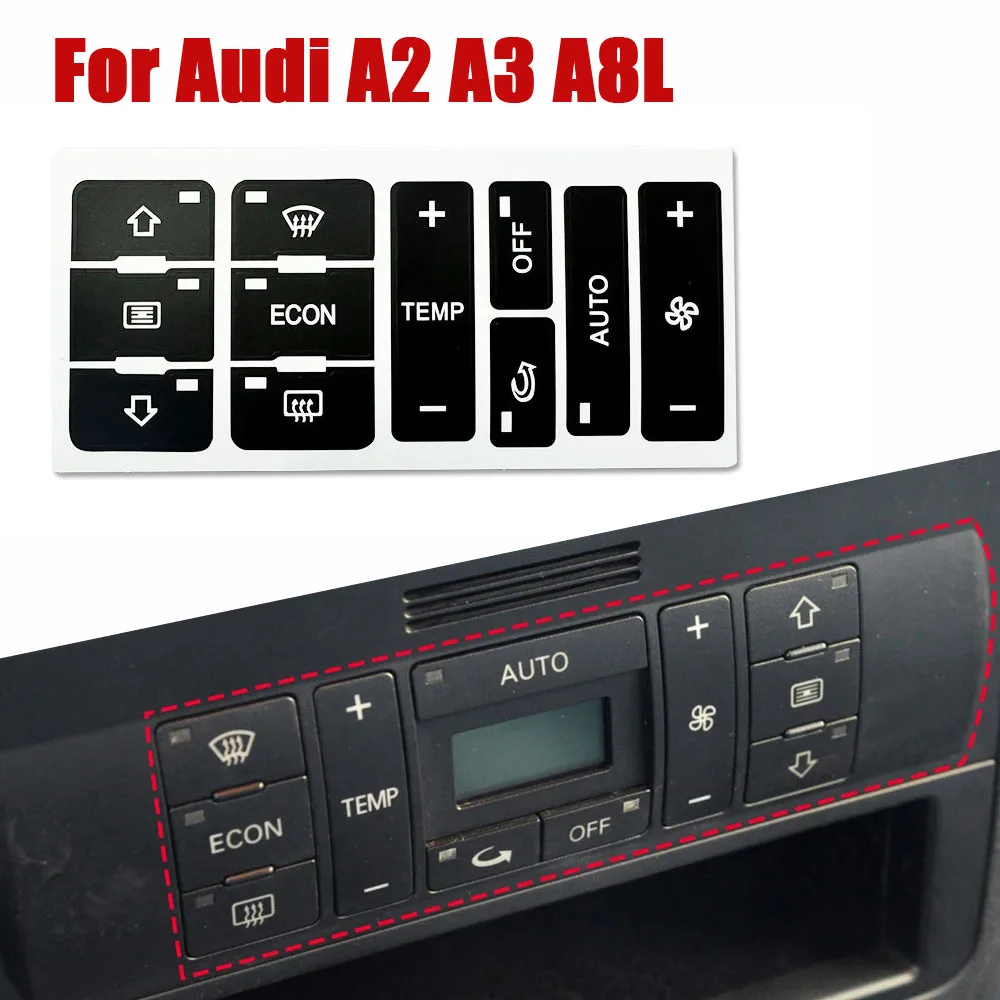 

Car Air Conditioning Control Button Repair Decals Interior Switch Cover Car CD Broadcast Audio Button Sticker for Audi A2 A3 A8L