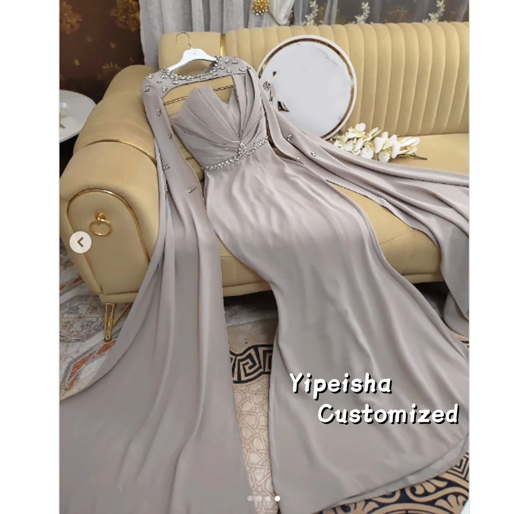 

Customized Glamorous Evening Dress Mermaid Rhinestones O-neck Sleeveless Party Outfits Woman Vestido De Formatura