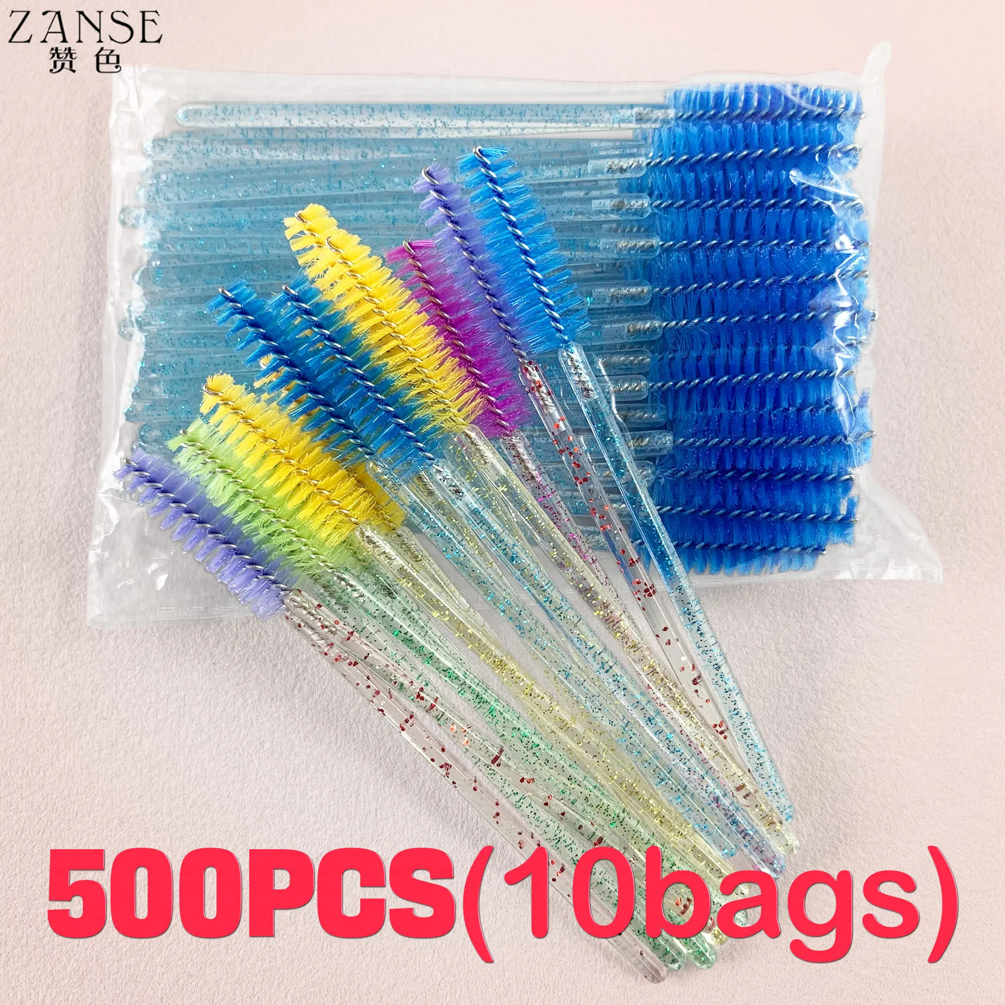 

500pcsDisposable Mascara Wands Applicator Spoolers Makeup Tools Crystal Color Eyebrow Brush Eyelash Brush Lash Accessories Tools