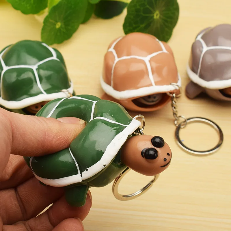 Cartoon Turtle Stress Relief Key Chain Fidget Toy Funny Stress Ball Squeeze Toys for Kids And Adults ADHD Relief Gift