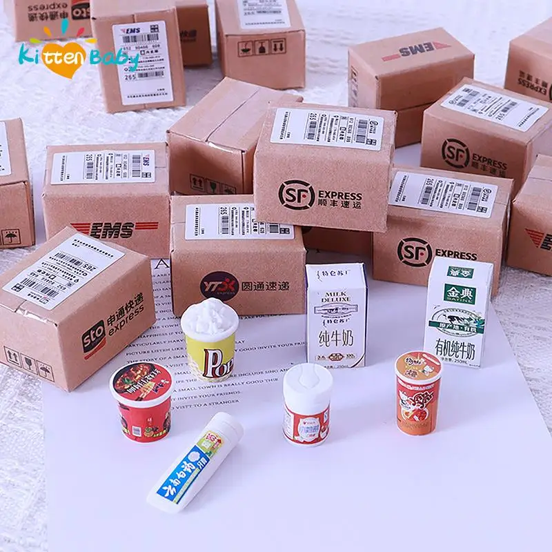 Mini Carton Express Box 1:12 Dollhouse Miniature Simulation Express Small Parcel Lucky Surprise Box Prize Bag Toys DIY Scene