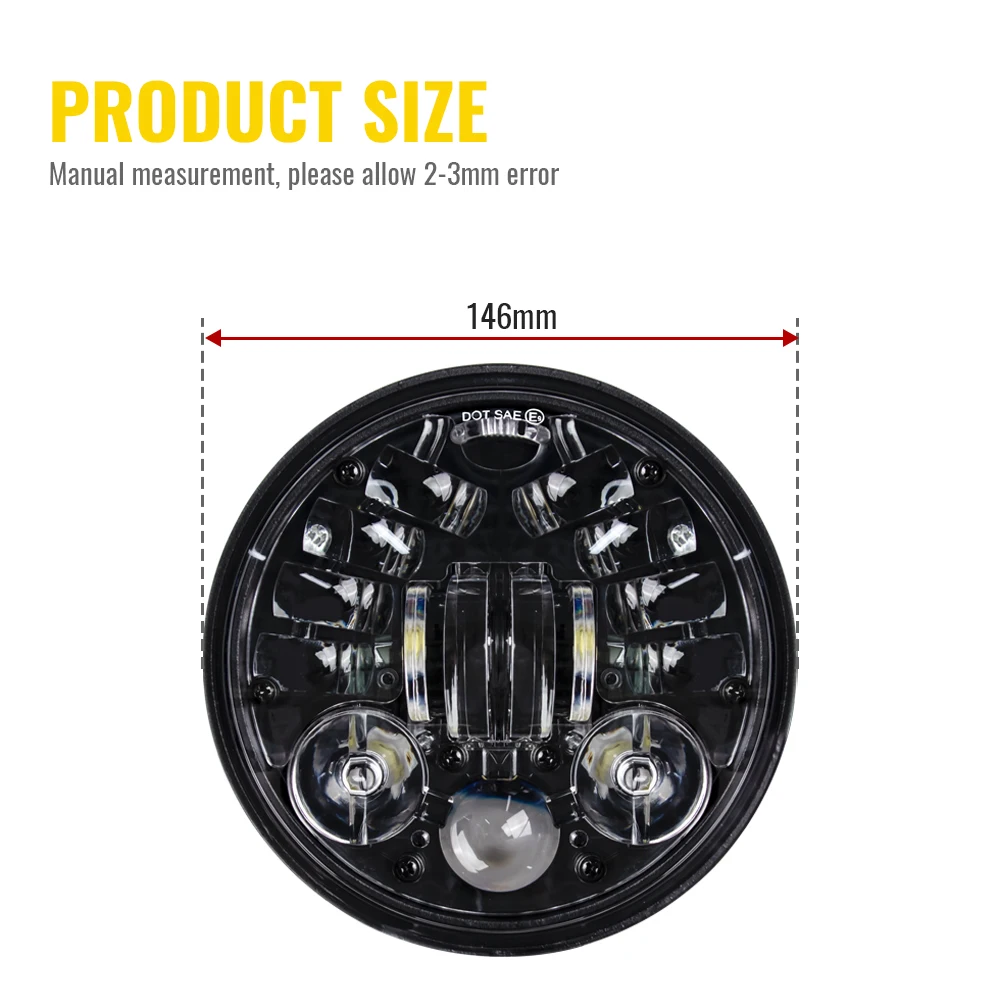 1pc 5-3/4 5.75 inch LED Headlight For Harley Davidson Dyna Street Bob Night Rod Train Softail Deuce Custom Sportster Iron 883