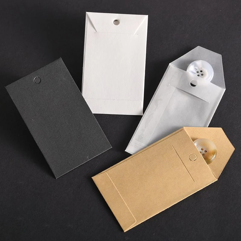 50pcs/lots 50x80mm Button Kraft Paper Bag Envelope Mini Spare Pocket Jewelry Earring Packaging Necklace Bracelet Card Sleeve