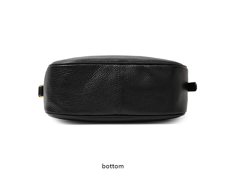 Schwarze Echtleder-Umhängetasche für Damen, Kleine Handytasche, Modisches Accessoire – Detail 11