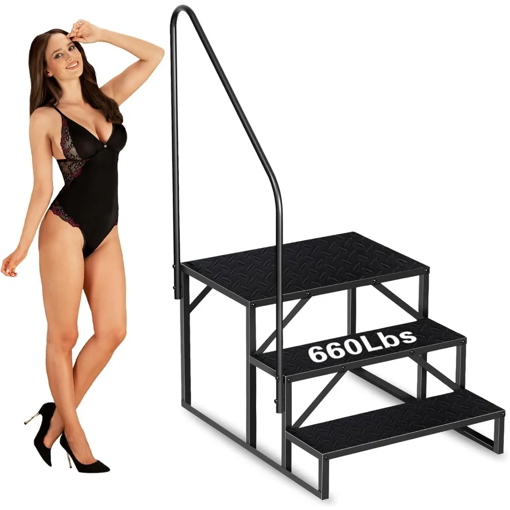 

Swimming Pool Ladder Above Ground, RV Step Stool Ladder, Hot Tub Steps with Handrail, 660 lb Load Capacity Pool Stairs Pool Step