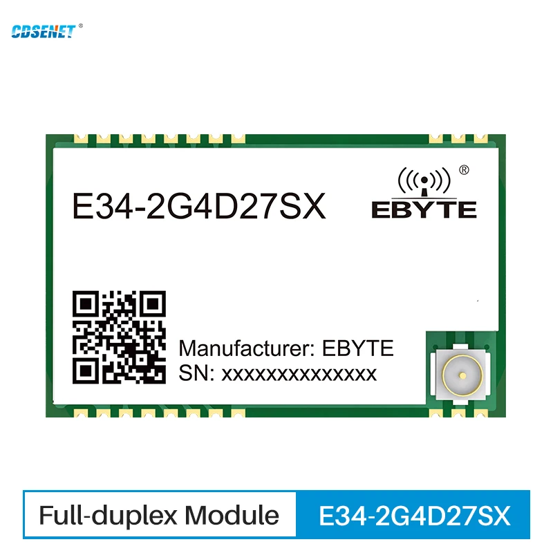 2.4G Full Duplex High Speed Low Delay Wireless Module CDSENET E34-2G4D27SX 27dbm 5KM UART IPEX/Stamp Hole TTL Serial Port RF