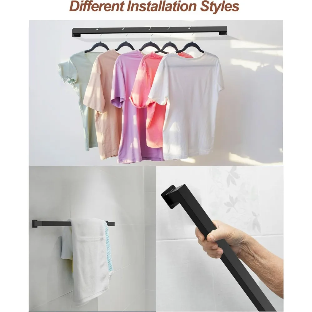 درابزين أنبوبي مربع أسود من الدرجة الصناعية - درابزين سلالم مثبت على الحائط بسعة 440 رطل للاستخدام الداخلي #6