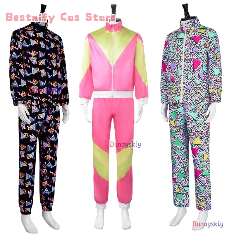 

CosplayMens Womens Retro-Style Carnival-Themed Party Cosplay Y2k 2 Pieces 80s Disco Costumes Tracksuit Jacket And Pants Jogging