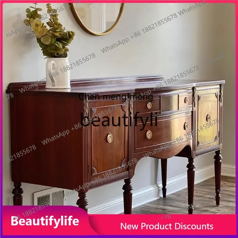 

CC American Retro Entryway Cabinet Hallway Wall-Mounted Solid Wood Decorative Cabinet Sideboard Living Room