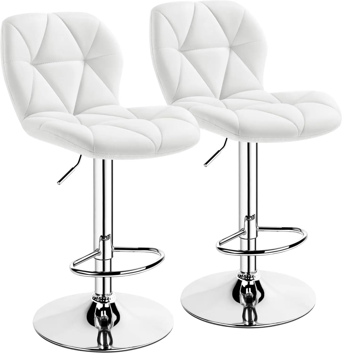 

Barstools Set of 2, PU Leather Counter Stools Bar Chairs with Backrest, Height Adjustable Swivel Tall Chairs for Home Bar Kit
