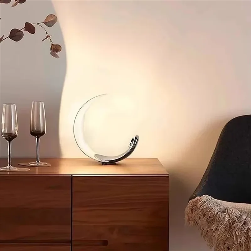 

Vlag Moon Lamp - Chrome Table Lamp For Bedroom, Study, Bedside Reading - Atmosphere Light For Home Decor EU Plug
