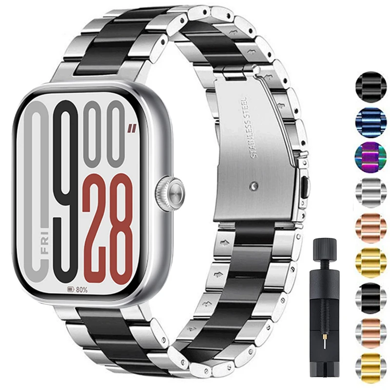 Armband für Redmi Watch 5 4, Ersatzarmband für Herren und Damen, Correa für Xiaomi Miband 9Pro 8Pro, Edelstahl-Armband