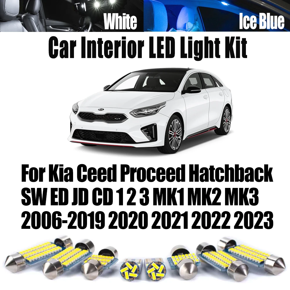 

Комплект внутреннего освещения для чтения LED Canbus для Kia Ceed Proceed Hatchback SW ED JD CD 1 2 3 MK1 MK2 MK3 2006-2023 Купольные лампы с картой