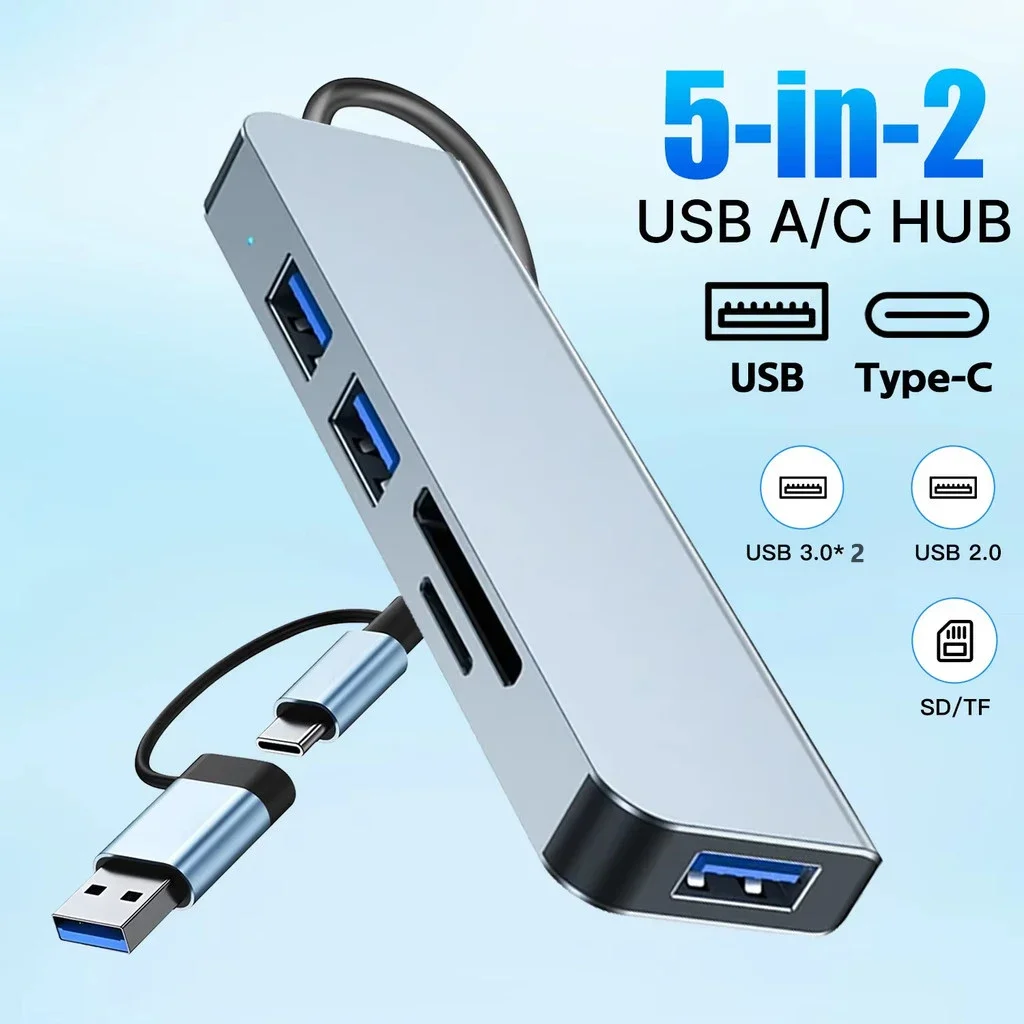 5-IN-2 USB Splitter 5Gbps High Speed Transmission Type C to USB OTG USB HUB 3.0 USB C HUB Dock Station Adapter For Macbook pro