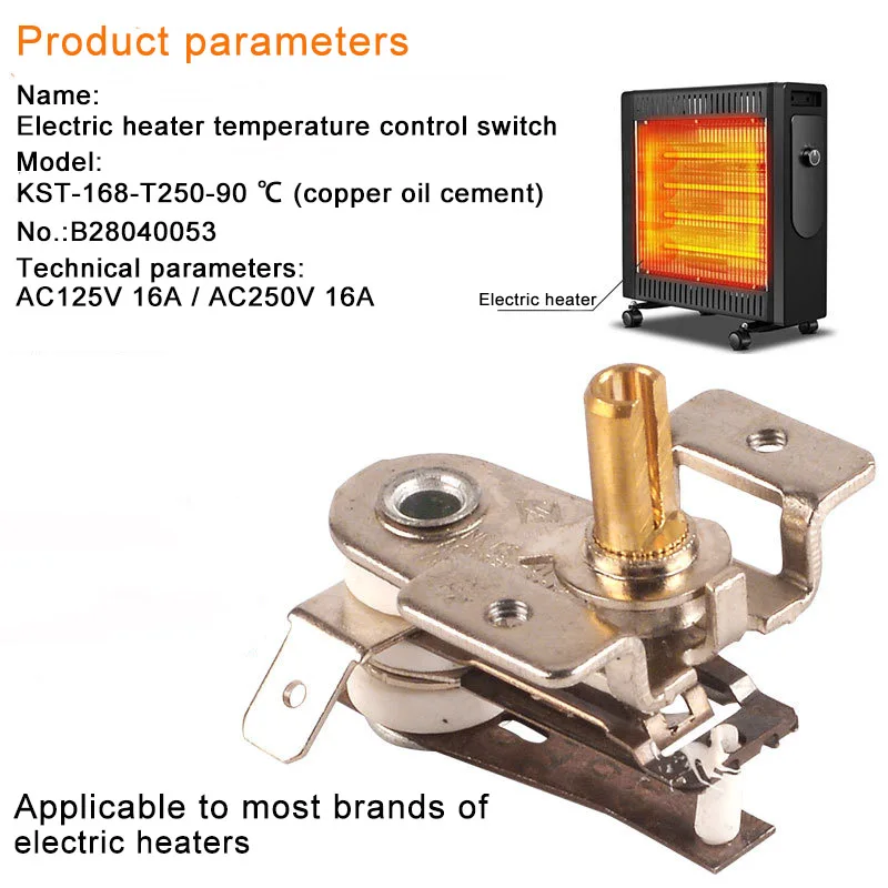 1pcs Applicable To Electric Heater Oven Universal Temperature Control Switch Copper Regulation D-shaped AC250V-16A/AC125V-16A