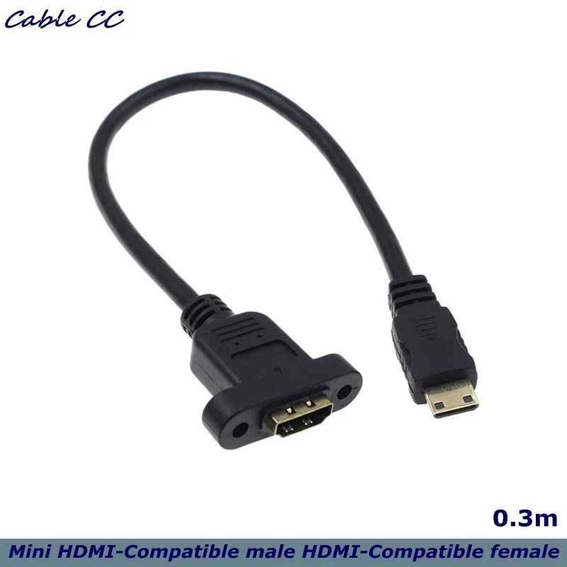 

Удлинитель 30 см Mini HDMI-совместимый штекер к HDMI-совместимый разъем с винтовой блокировкой Панельное крепление HD AV-кабель для камеры