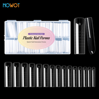 MOWOT New Square Dual Nail Form Extension False Nail Tips Quick Building Gel Molds Full Cover Large Size Acrylic Nail Top Forms