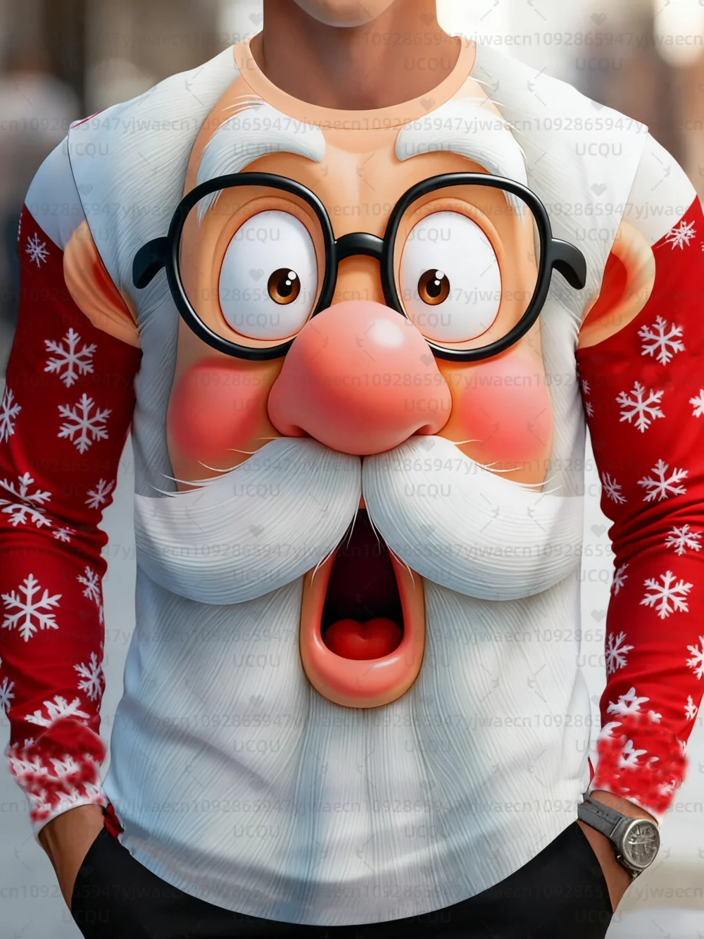 

Christmas Men's Women's 3D Funny Santa Claus Print Long Sleeve T-Shirt Festive Clothing Round Neck Holiday Gift Buyers