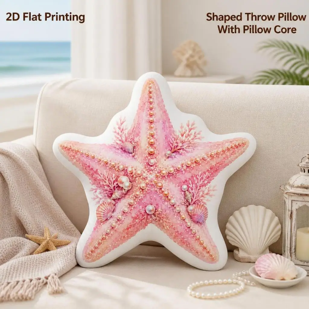 Shell Starfish Ocean Lovers Gift Plush Pillow Cushion Irregular Stuffed Throw Pillow Home Decor Gift Sofa Bed Home
