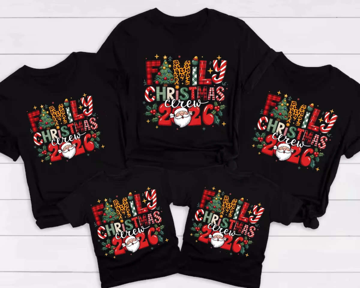 2026 New Hot Family Christmas 2026 Print Shirt Family All Together T-Shirt Christmas Party Tshirt Dad Mom Kids To