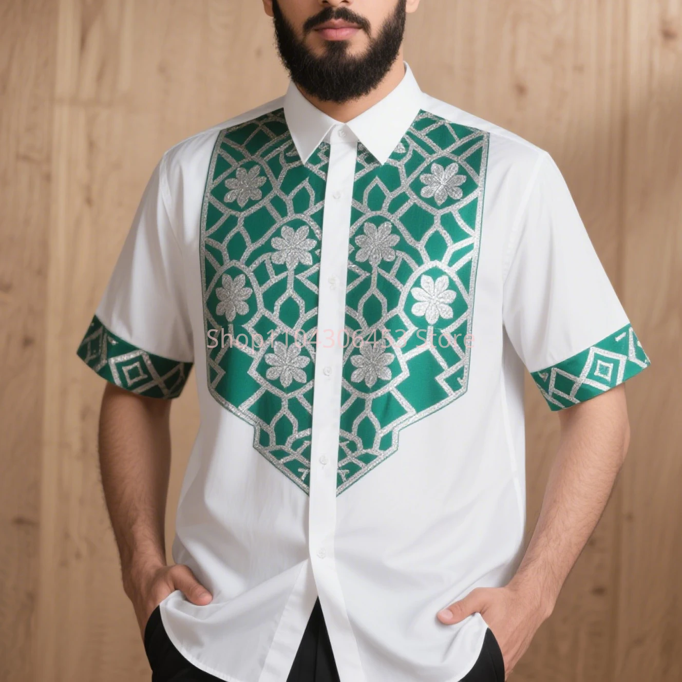 Men's Simple Retro Fashionable Pattern Plant 3D Printed Short-sleeved Lapel Shirt Thin Breathable Business Casual Outdoor Top