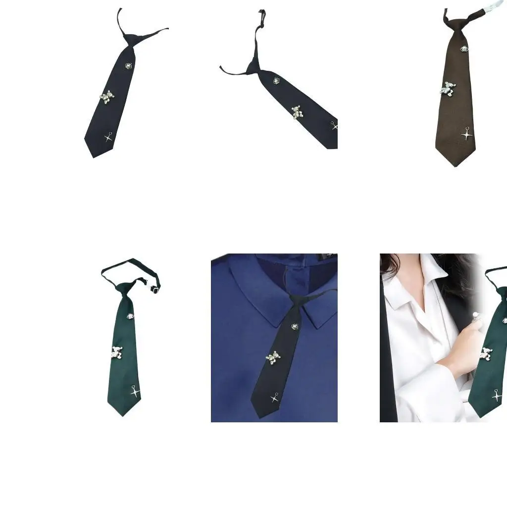 

39BB Versatiles Bear Crown Pattern Necktie Stage Performances Casual Neck Tie for Trendy Look