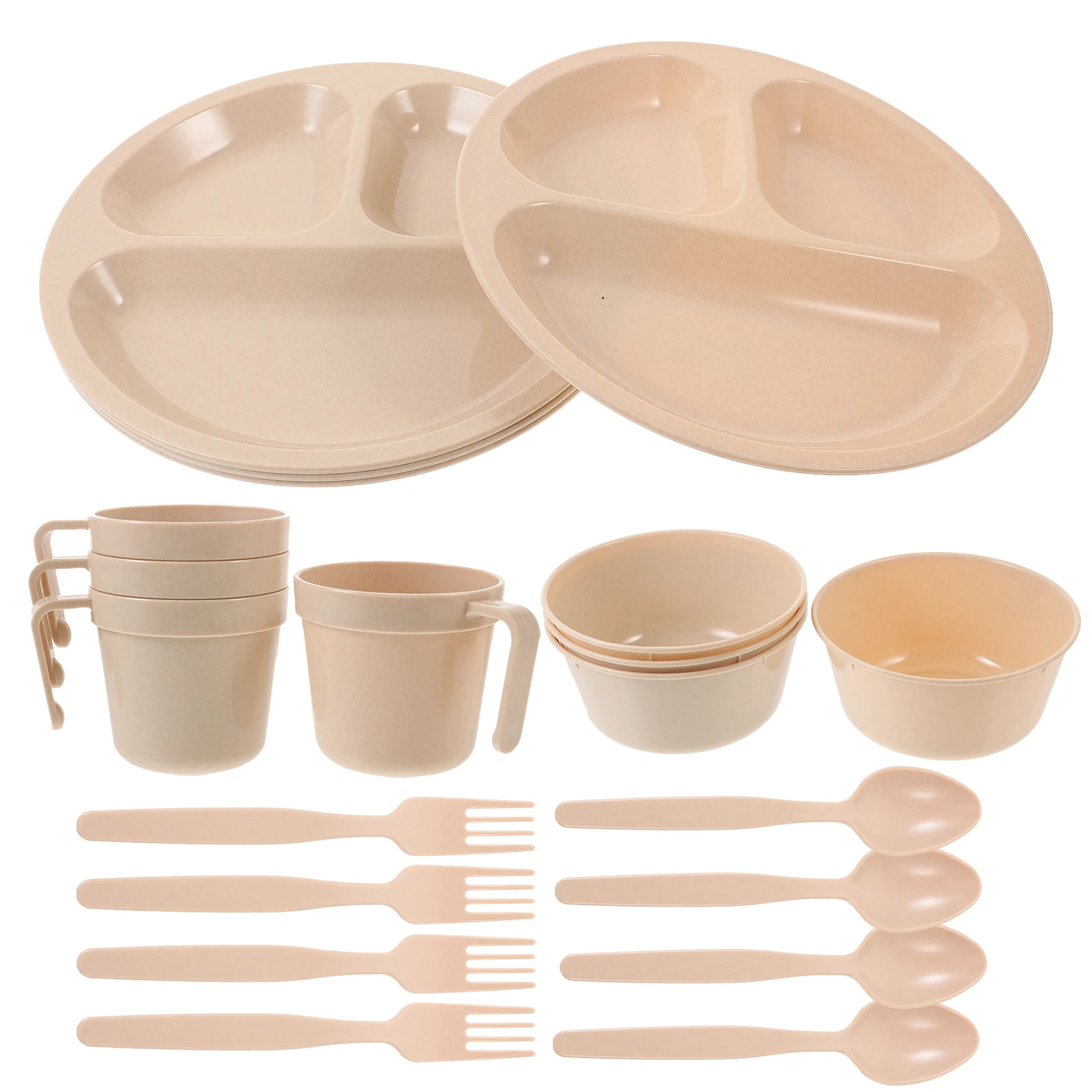 

1 set Picnic Bag Tableware Set Outdoor Camping Bowl Lightweight PP Dish Portable Lunch Dinner Kit for Kids