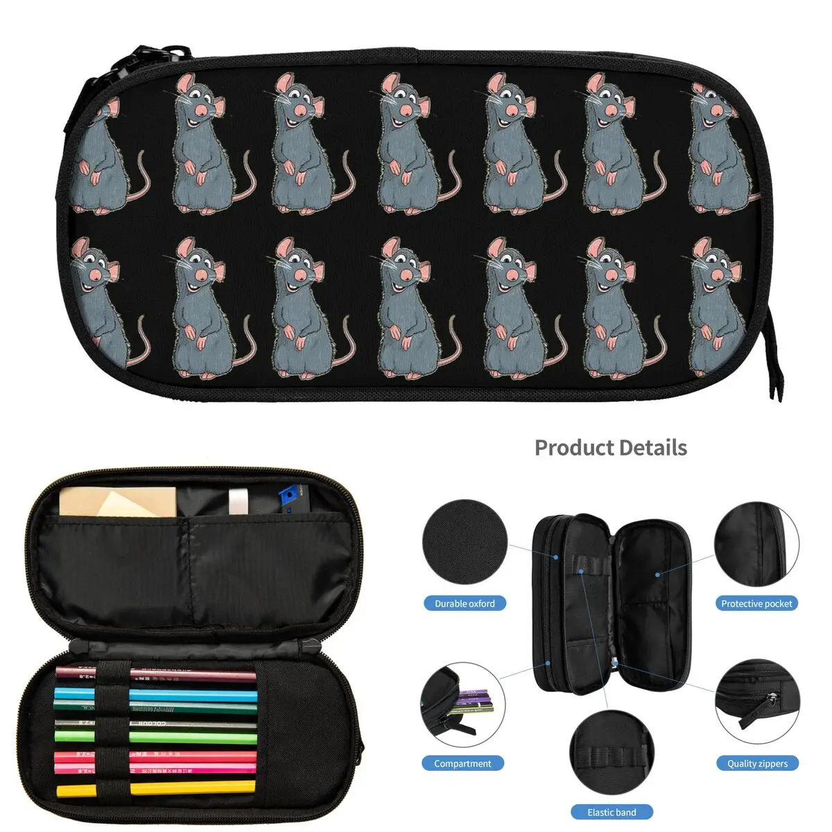 

Ratatouille Remy пеналы для школьников, коробка для ручек, сумка-карандаш большой емкости, пенал для хранения канцелярских принадлежностей