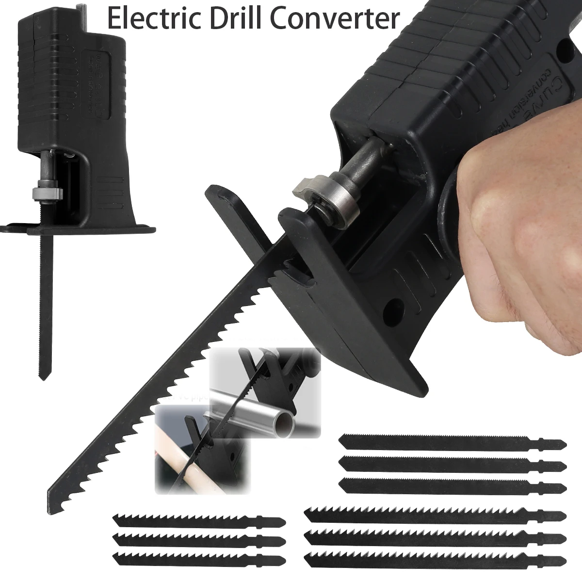 

Free 9pcs saw blade electric drill modified reciprocating saw adapter electric drill converter for wood metal plastic cutting