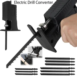 Free 9pcs saw blade electric drill modified reciprocating saw adapter electric drill converter for wood metal plastic cutting