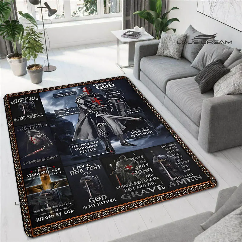 Crusade Cross Templars Knight Printed Carpet rugs for bedroom carpets for living room area rug Door pad anime rug Birthday Gift