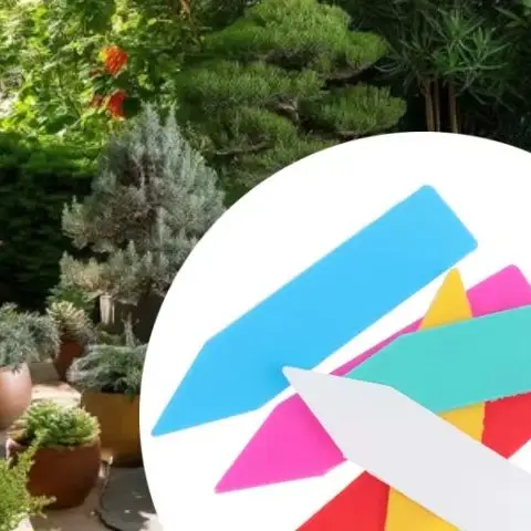 100pcs 5*1cm Garden Plant Label Waterproof Indoor Bonsai Name Tag Plastic Multicolors Reusable Pointed End Horticulture