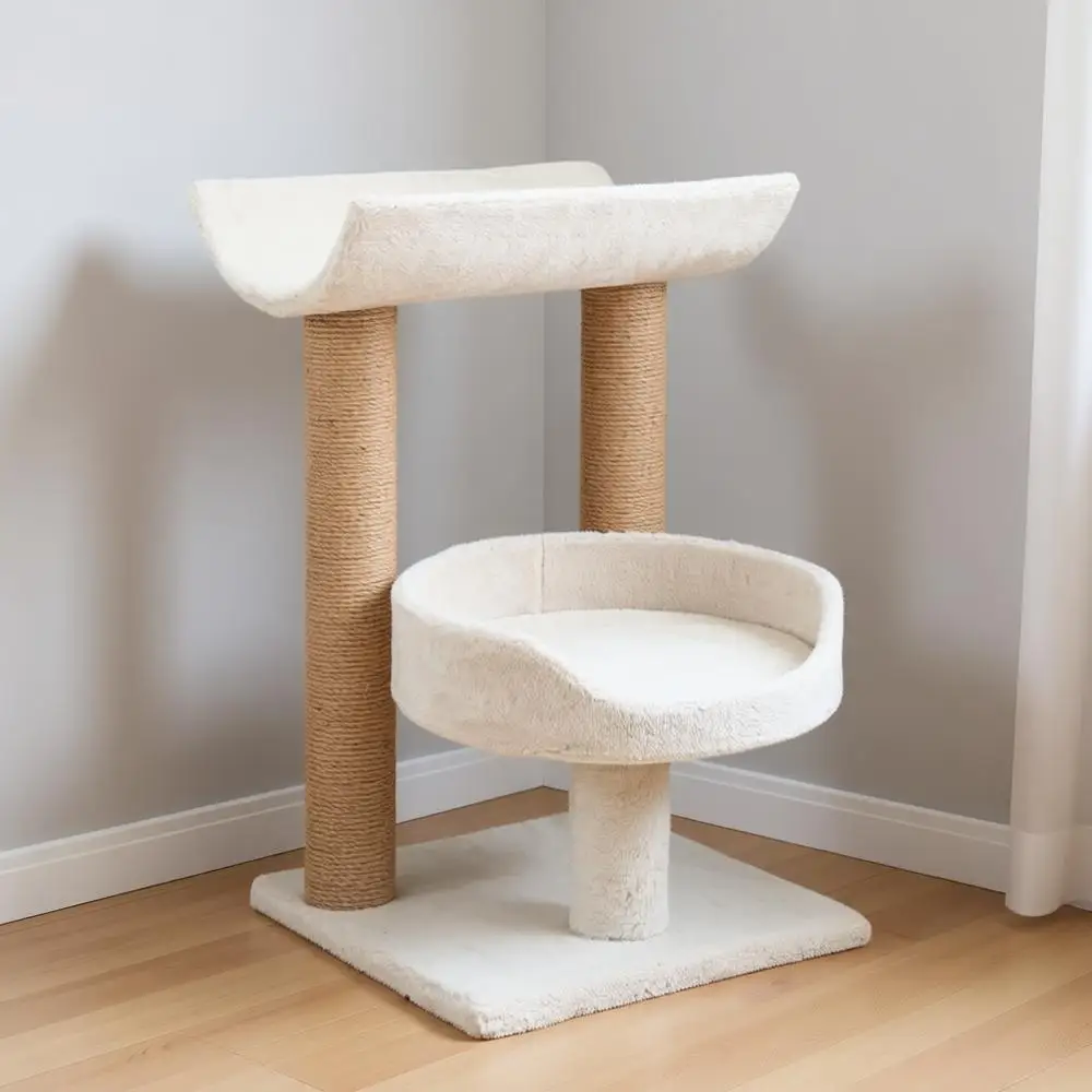 

Scratching Post – Cat Tower with Jute Posts, Hammock, Condo & Sot Bed – Indoor Cat Furniture or Scratching & Climbing – Gray, 14