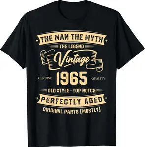 Decoraciones de cumpleaños 60 vintage Men Funny 1965 60 Camiseta de cumpleaños Camisetas impresas impresas Camiseta casual Camiseta Hombre 8 mejores ventas 8 6 60 cumpleaños - №6