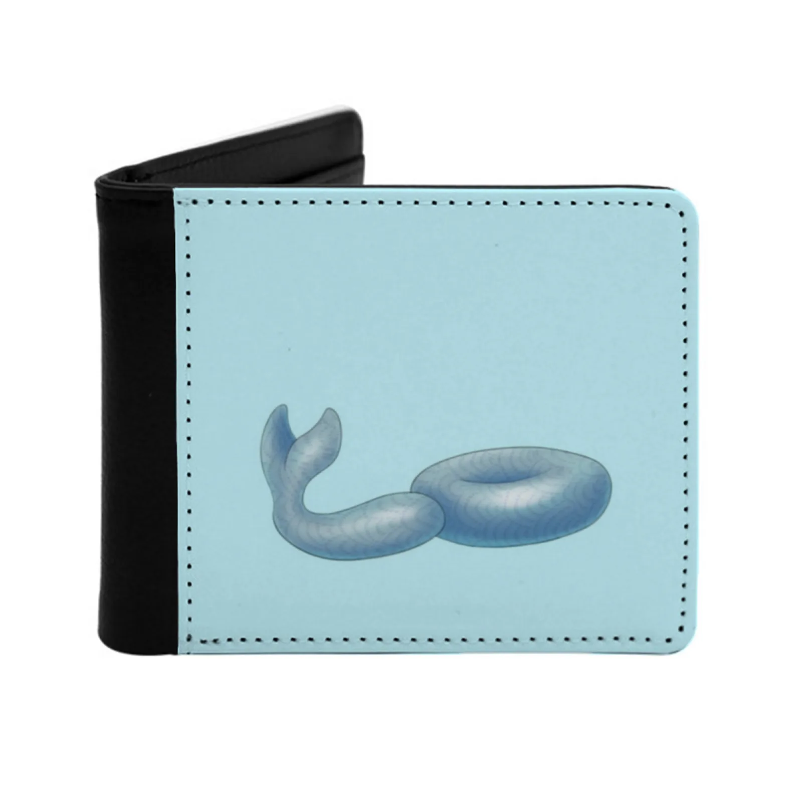 

Fishtail Buoy Personalized Wallet For Men And Women Pu Leather Short Pocket Purse Summer Pool Beach Fresh Fish Blue Animal