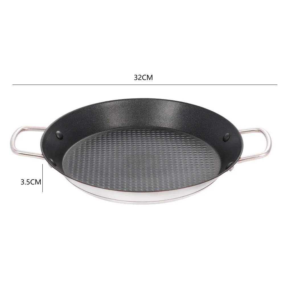 Paella Pan Nonstick Stainless Steel Skillet with Raised Dots for Seafood Rice Triple Layer Base 28CM 30CM 32CM 34CM