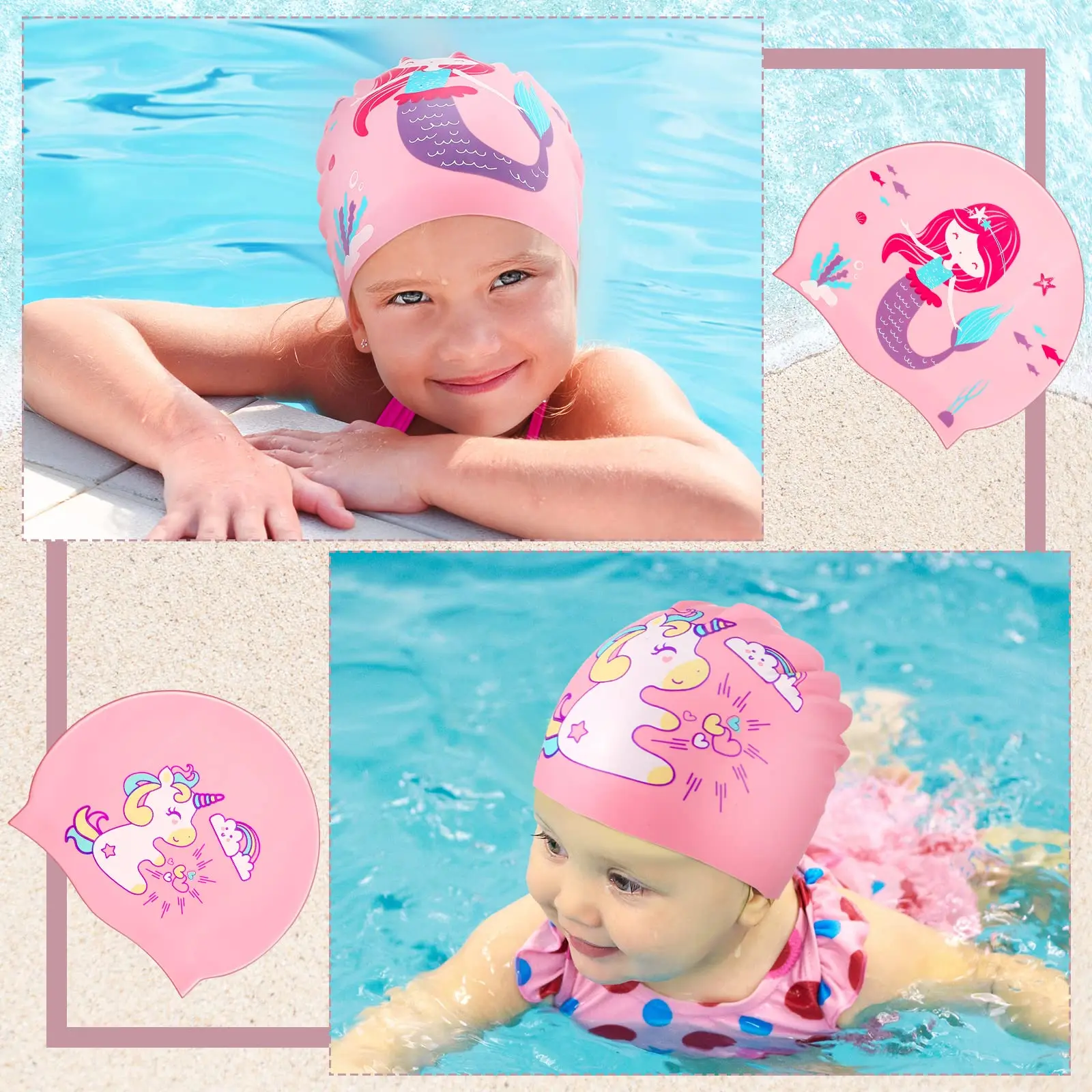 Bambini Cartoon cuffia da nuoto bambini tessuto elastico Cute Pool Sport acquatici proteggere le orecchie cappello nuotare cappelli da bagno berretti ragazzi ragazze 2024