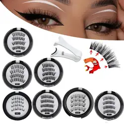 2 Pairs 3D Natural Magnetic Eyelashes With Handmade Reusable Magnetic False Eyelashes curler high-quality hot