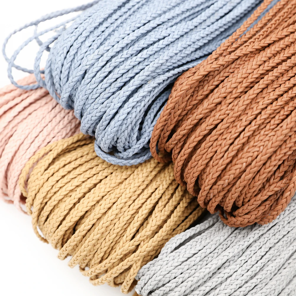 2 Meters Colorful Braided PU Leather 4mm Faux Flat Leather Cord String Rope For DIY Necklace Bracelet  jewelry Making