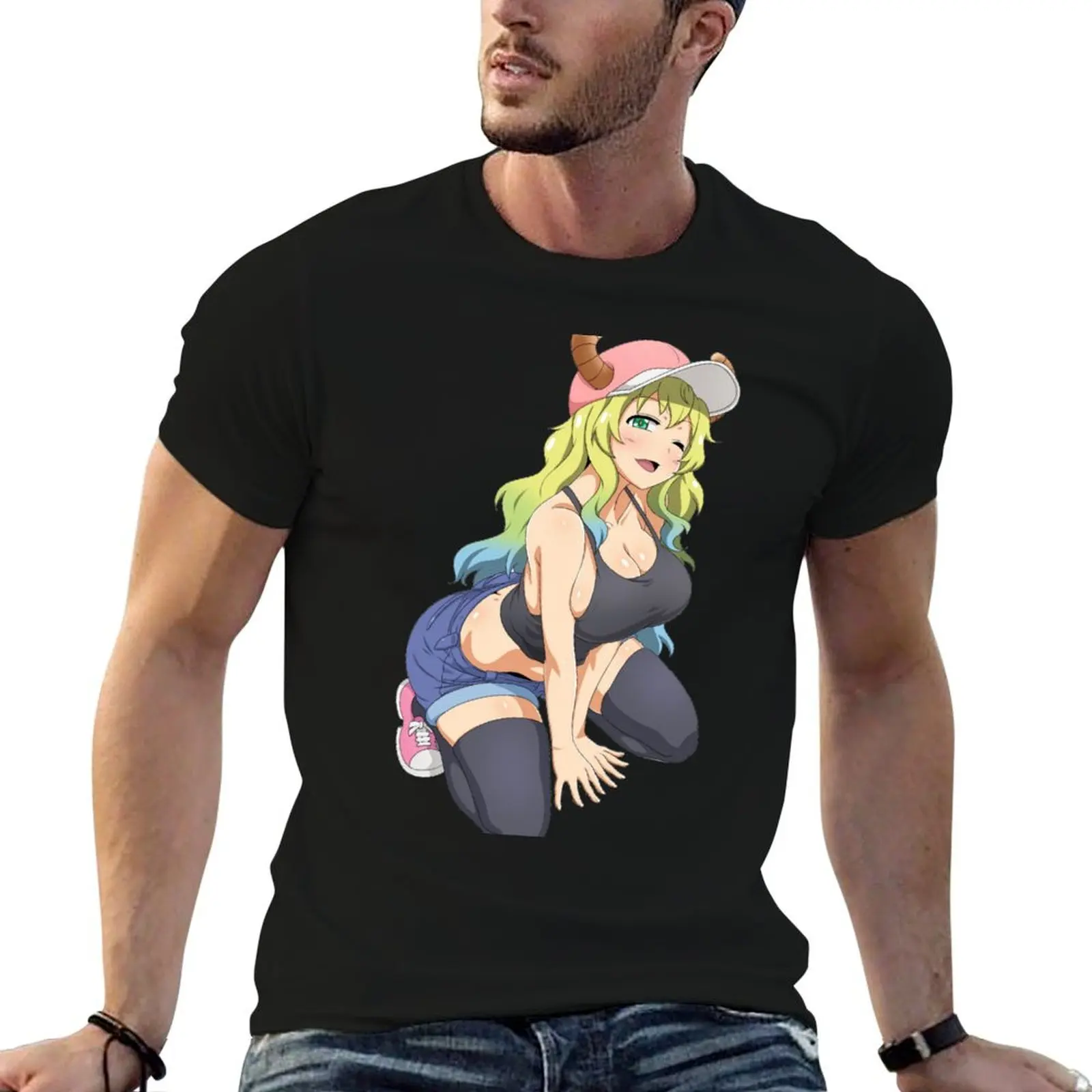 

Lucoa-футболка с изображением горничного дракона, хлопковые футболки, мужская футболка высокого качества, хлопковая футболка