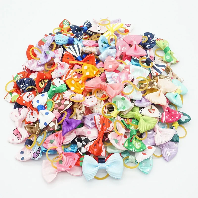 

30 Pieces Ribbon Pet Hair Accessories 121 Colors Cute Dog Hair Bows Elastic Rubber Band For Dogs Pet Hair Clips Gift