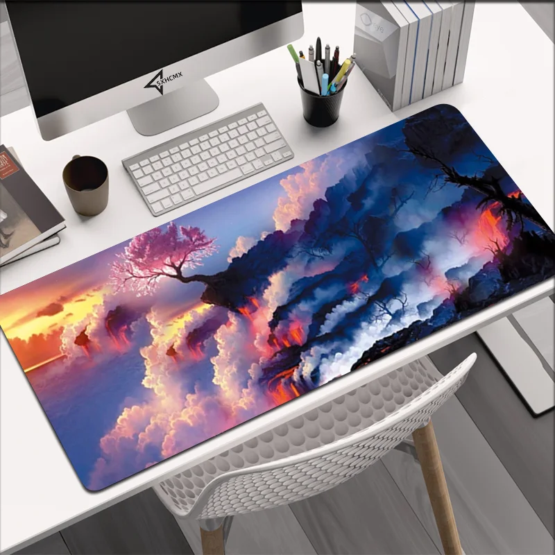 80x30cm Large Gaming Mousepad Locking Edge Japan Landscape Anime Computer Rubber Mouse Pad Desktop Mat for Laptops for PC