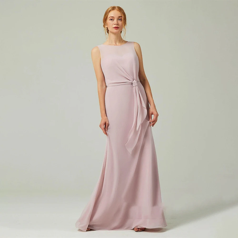 

Evening Dresses Women Elegant Prom Dresses Chiffon Pleated Sleeveless Round Neck Formal Gowns Exquisite 2025 Cocktail Dresses