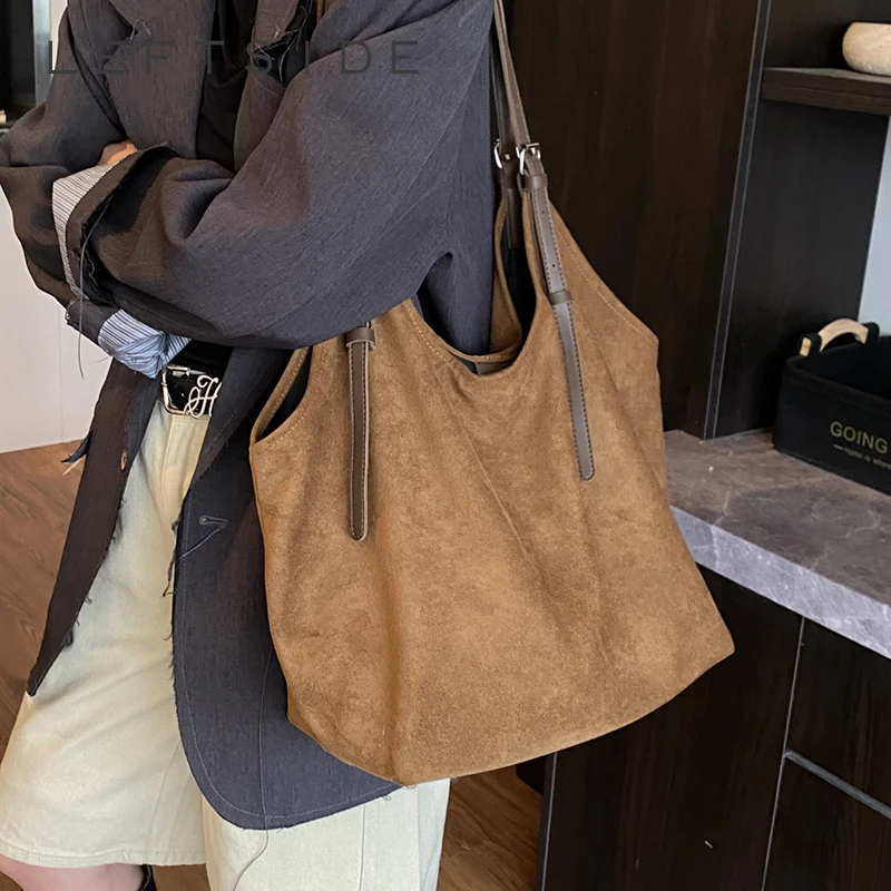 

Women's Large Capacity Suede Shoulder Tote Bag Retro Casual Daily Work Travel Hobo Bags 2026 New Luxury Fashion Handbags