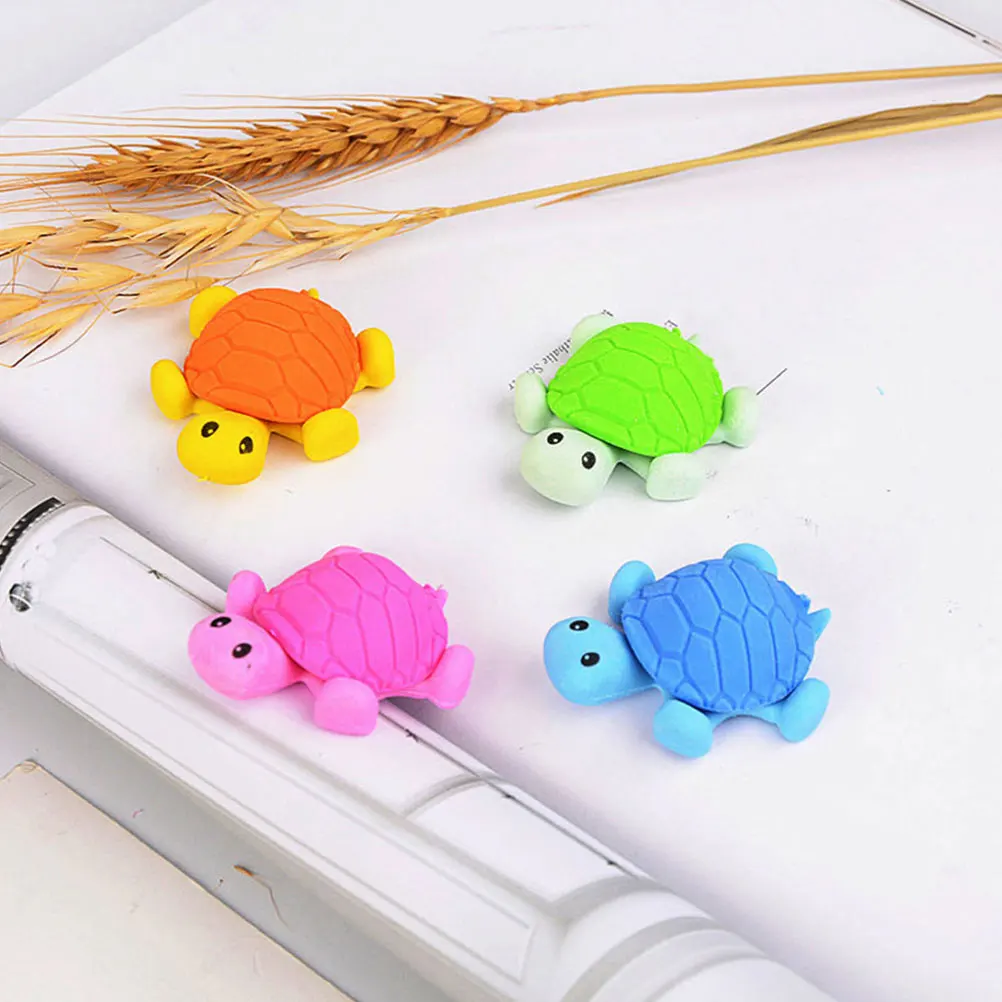 

16pcs Cartoon Eraser Cute Turtle Mini Erasers for Kids Drawing Supplies Safe Orange Green Student