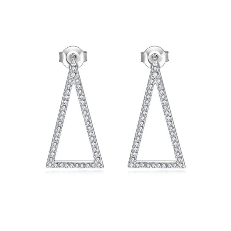 KEEP YES Total 0.46ct Moissanite Delta Stud Earrings for Women S925 Sterling Silver Sparkling Diamond Earrings Fine Jewelry