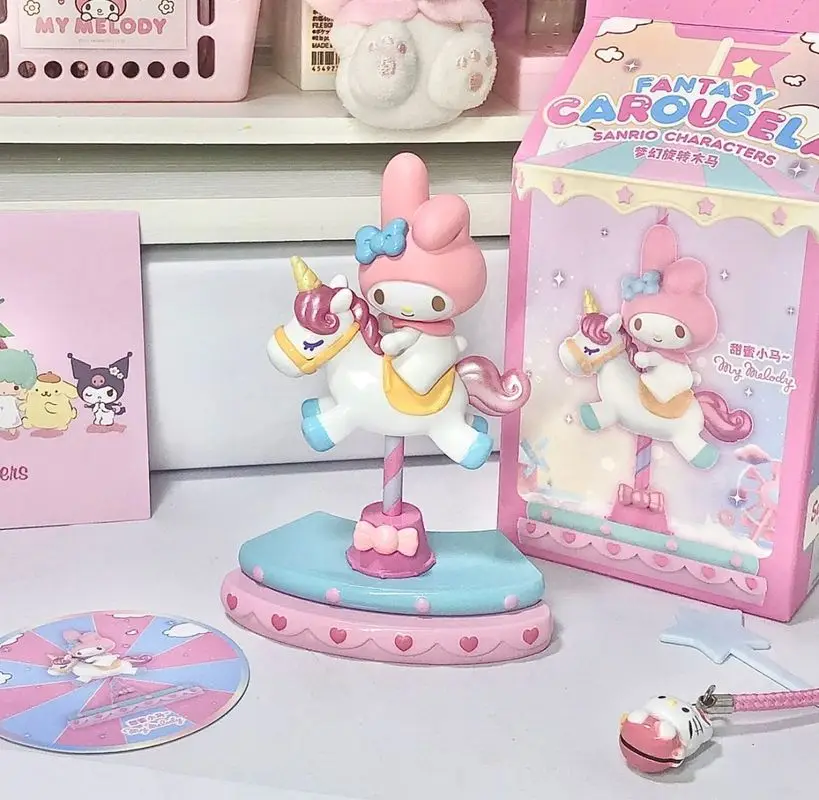 New Sanrio Dream Carousel Blind Box Kawaii Kuromi My Melody Hello Kitty Cinnamoroll decorazione Desktop regalo di san valentino