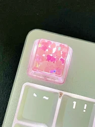 1Pcs New Best Selling Translucent Love Sequins Keycaps Cross Axis Mechanical Keyboard Keycaps With Accessories