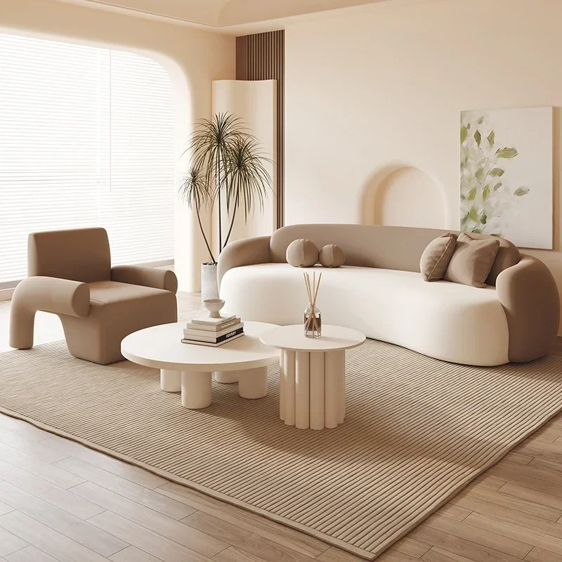 curved special-shaped sofa, small apartment clothing store ，negotiation cream wind B & B can be dismantled and washed